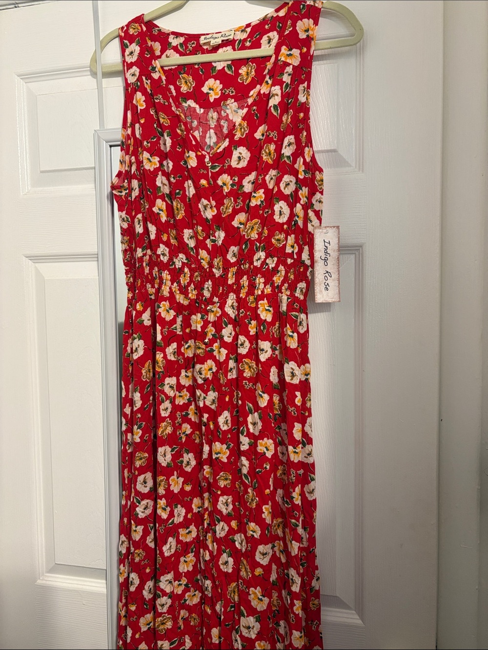 Indigo Rose Floral Sleeveless Maxi Dress PtP 22 L 56
